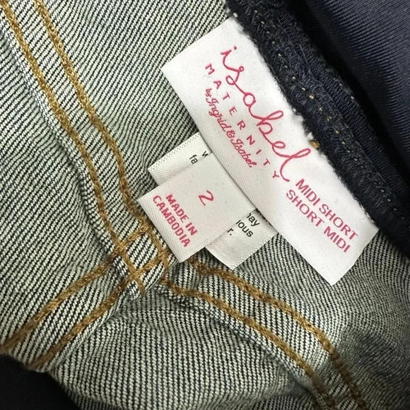 Isabel Maternity Size 2 Over Belly Maternity Dark Wash Shorts - Picture 3 of 4